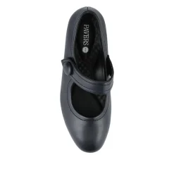 Wide Fit Touch-Fasten Heeled Mary Janes - Navy