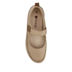 Wide-Fit Touch-Fasten Mary Janes - Beige