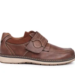 Wide Fit Touch-Fasten Trainers - Brown