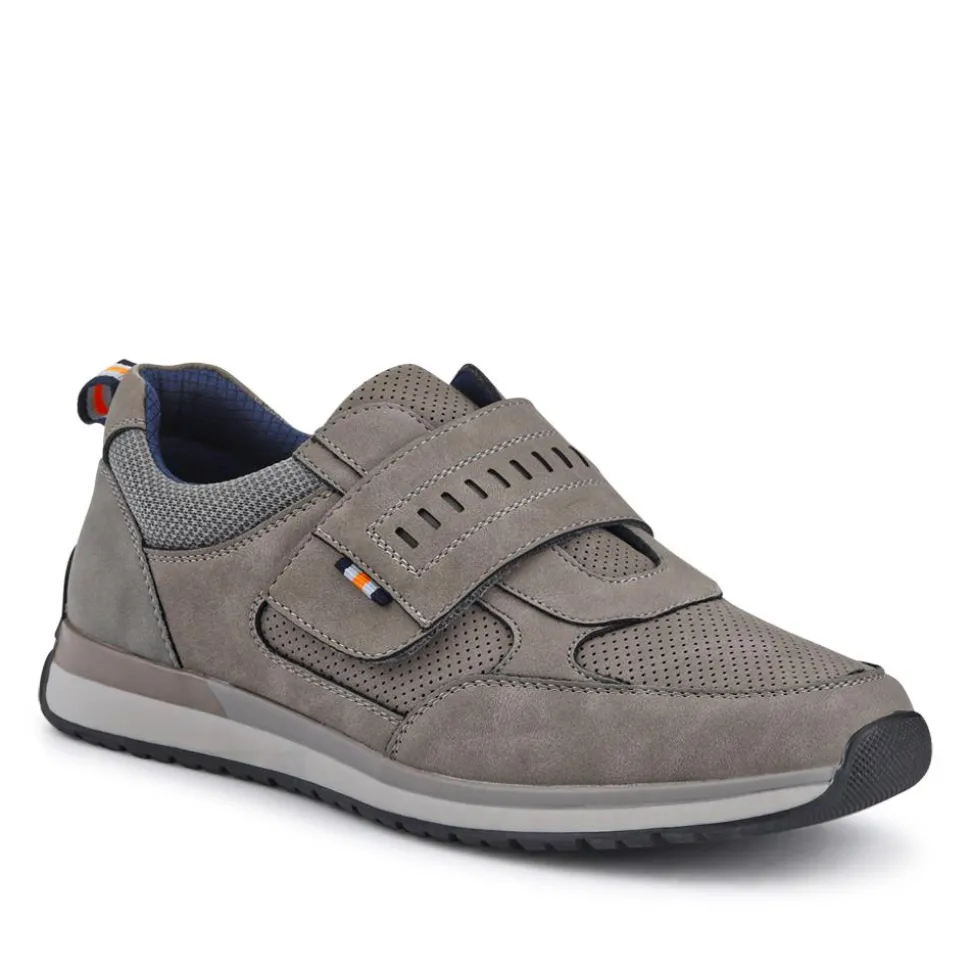 Wide Fit Touch Fasten Trainers - Grey