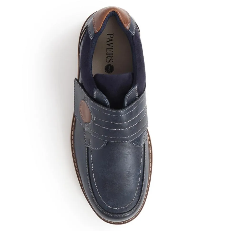 Wide Fit Touch-Fasten Trainers - Navy