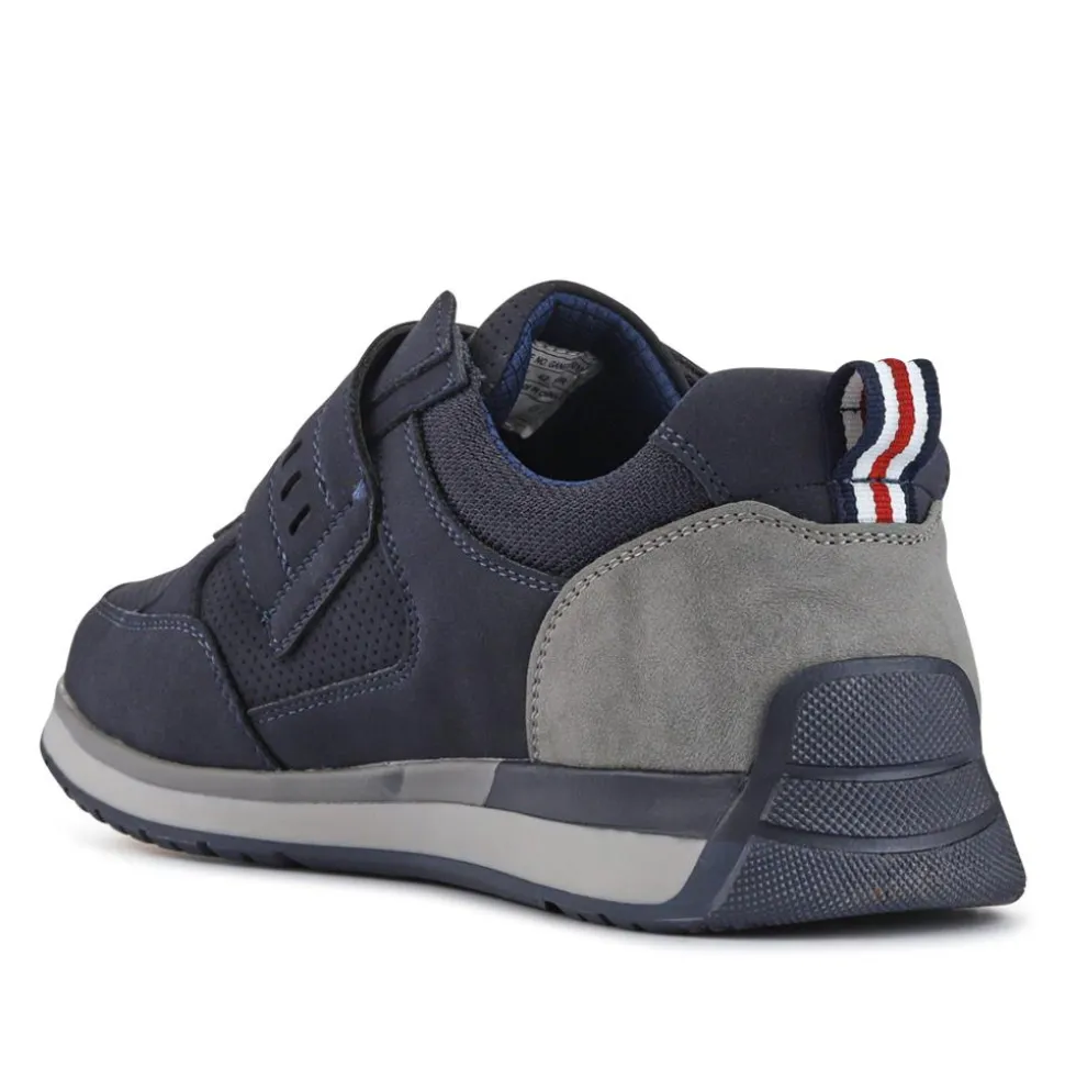 Wide Fit Touch Fasten Trainers - Navy