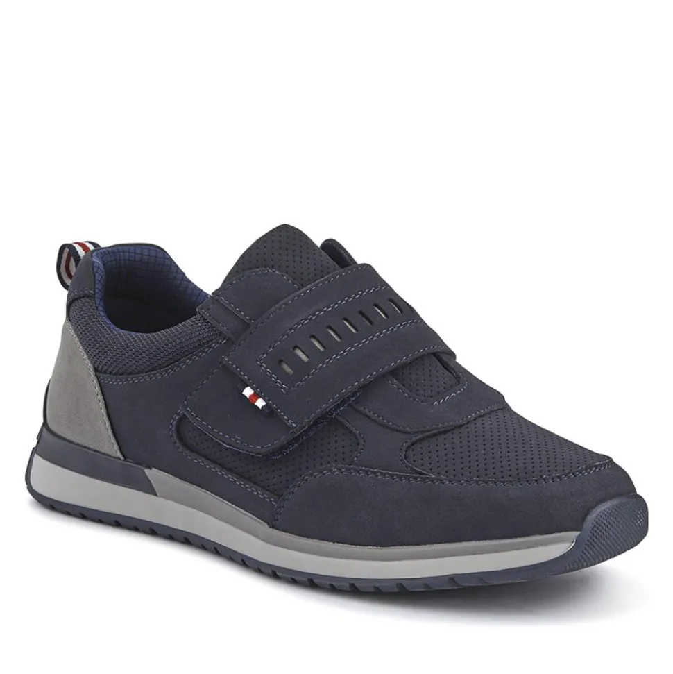 Wide Fit Touch Fasten Trainers - Navy