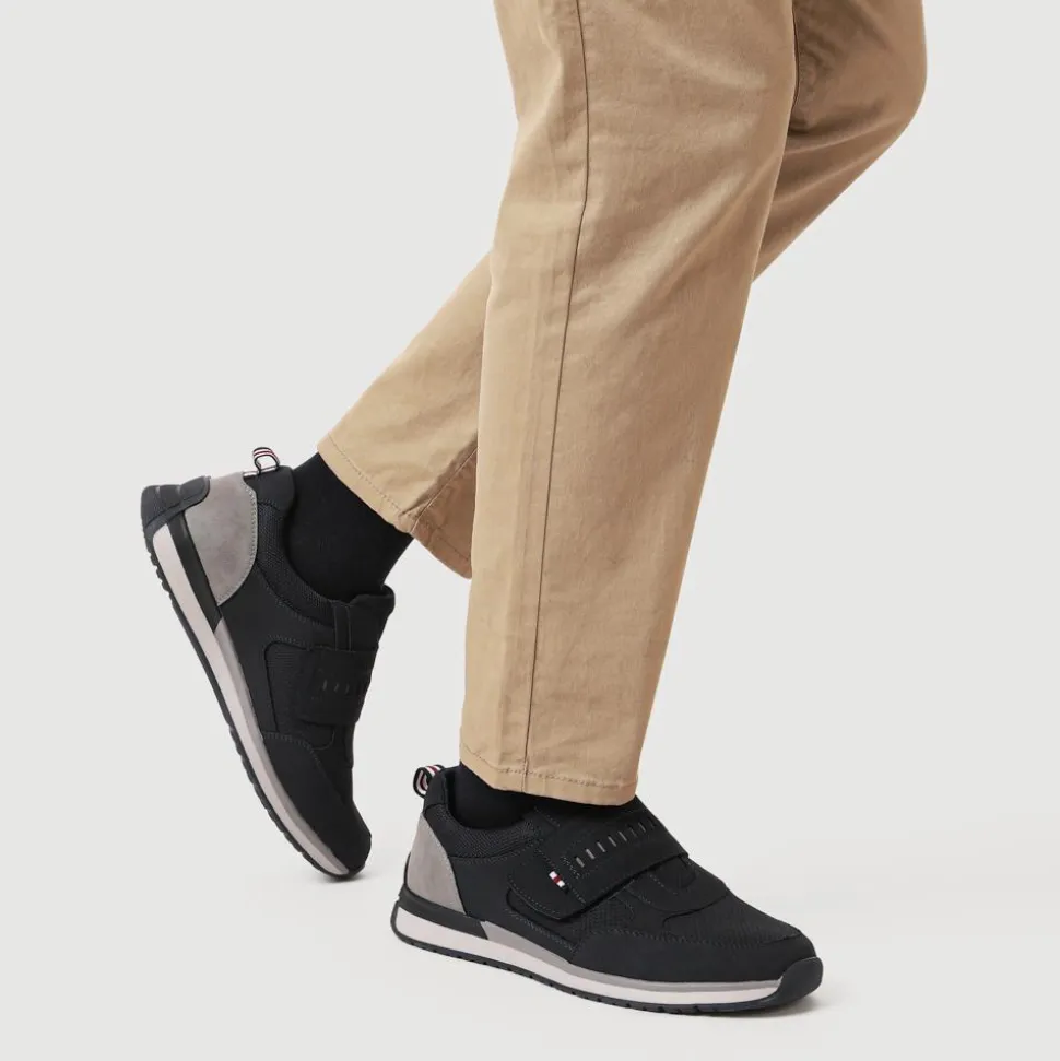 Wide Fit Touch Fasten Trainers - Navy