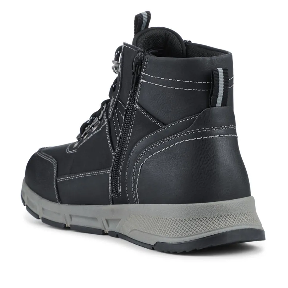 Wide Fit Walking Boots With Bungee Laces - Black