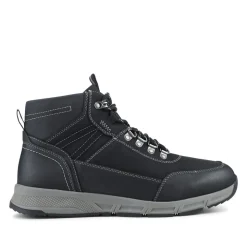 Wide Fit Walking Boots With Bungee Laces - Black