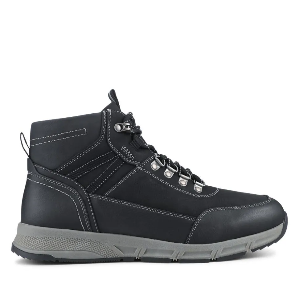 Wide Fit Walking Boots With Bungee Laces - Black