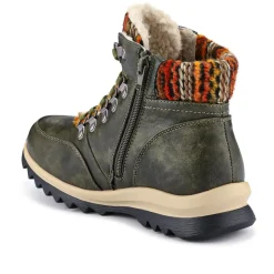 Wide-Fit Warm Ankle Boots - Khaki