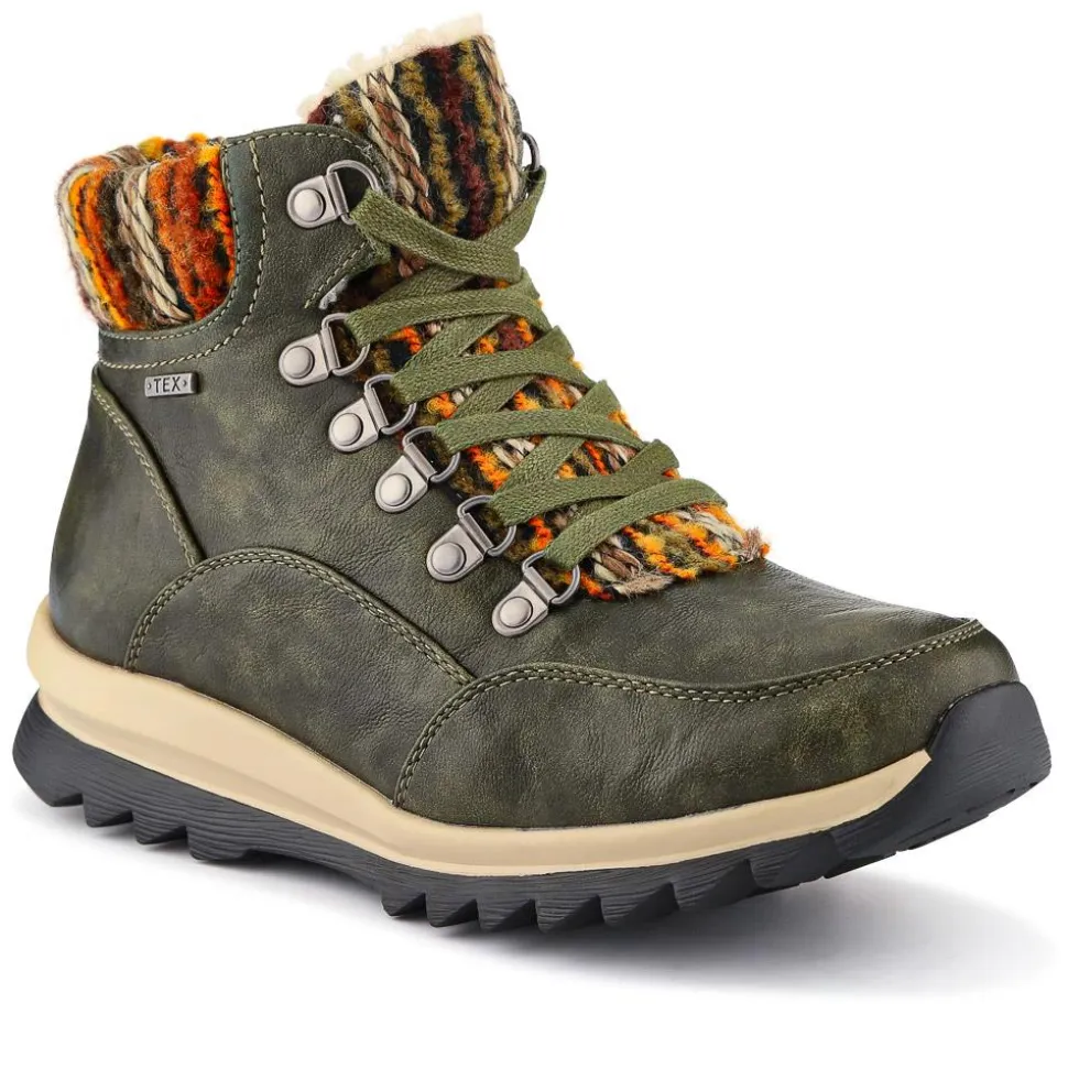 Wide-Fit Warm Ankle Boots - Khaki