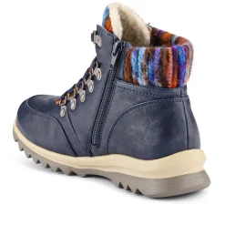 Wide-Fit Warm Ankle Boots - Navy