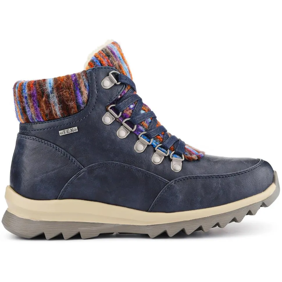 Wide-Fit Warm Ankle Boots - Navy