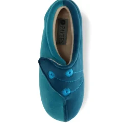 Wide Fit Warm Antibacterial Slippers - Blue Teal