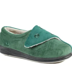 Wide Fit Warm Antibacterial Slippers - Green
