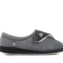 Wide Fit Warm Antibacterial Slippers - Grey