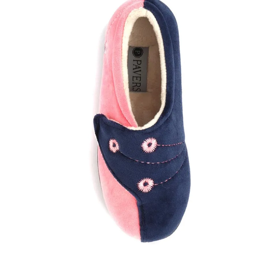 Wide Fit Warm Antibacterial Slippers - Pink Multi