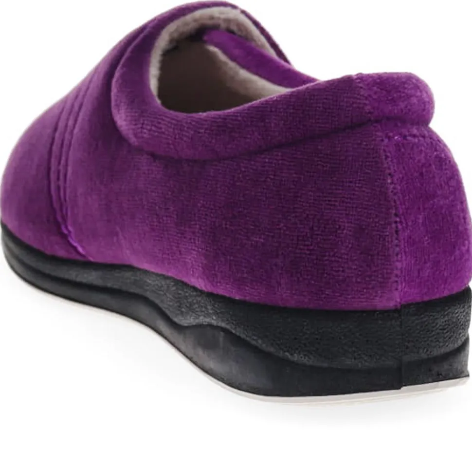 Wide Fit Warm Antibacterial Slippers - Purple