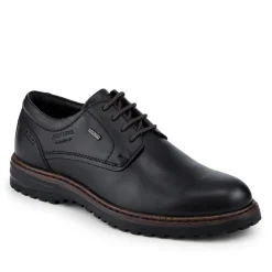 Wide-Fit Water-Resistant Leather Shoes - Black