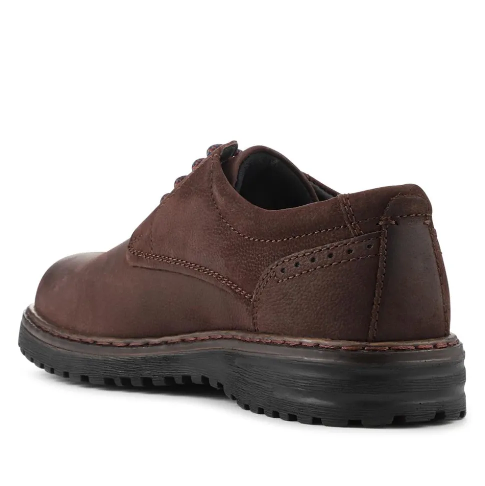 Wide-Fit Water-Resistant Leather Shoes - Dark Brown