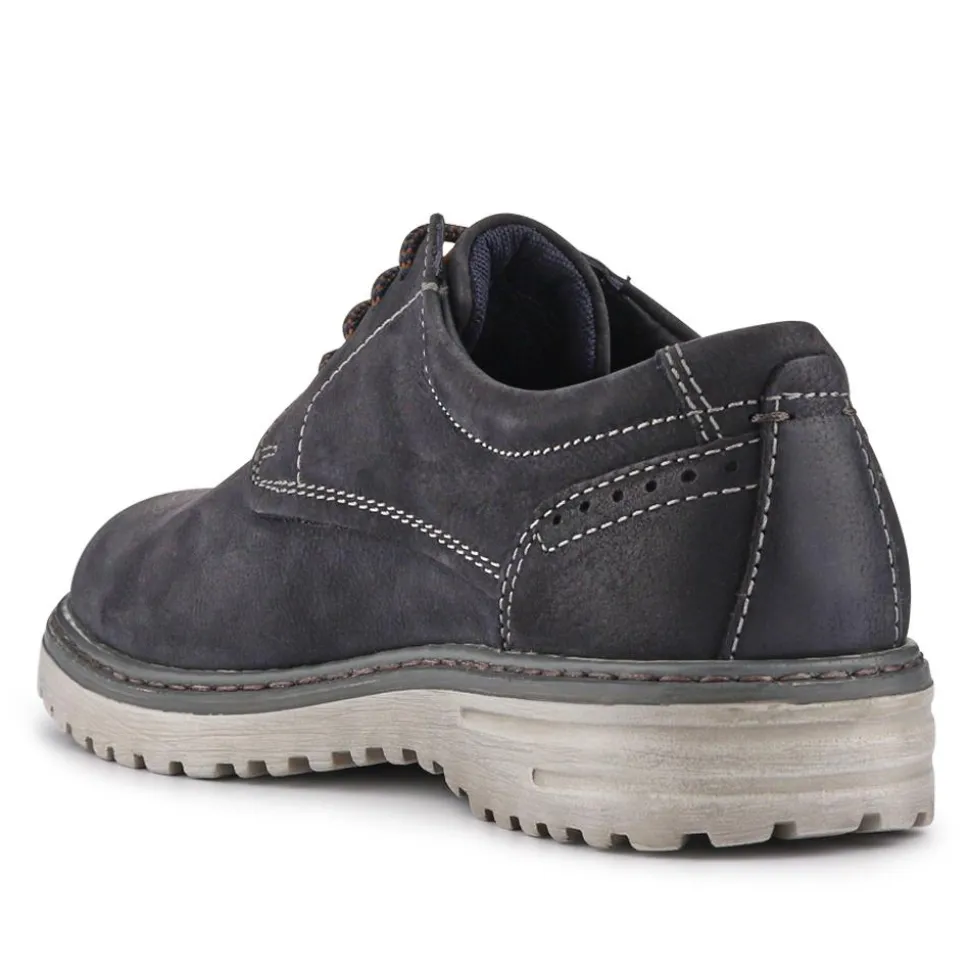 Wide-Fit Water-Resistant Leather Shoes - Navy