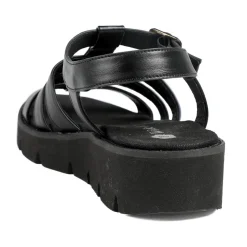 Wide Fit Wedged Fisherman Sandals - Black