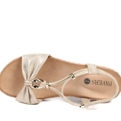 Wide Fit Wedge Heel Elasticated Sandals - Soft Gold