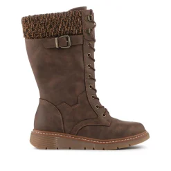 Wide Fit/Wide Calf Boots With Knitted Cuff - Brown