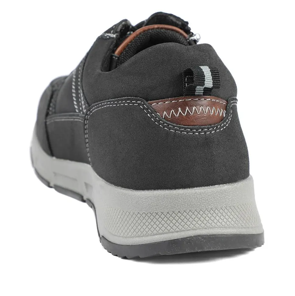 Wide Fit Zip & Lace Fasten Casual Trainers - Black