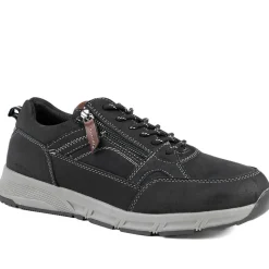 Wide Fit Zip & Lace Fasten Casual Trainers - Black