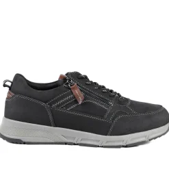 Wide Fit Zip & Lace Fasten Casual Trainers - Black