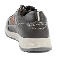 Wide Fit Zip & Lace Fasten Casual Trainers - Brown