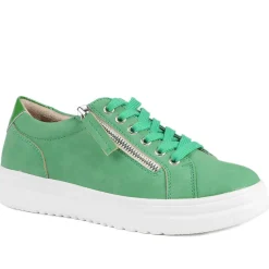 Wide Fit Zip & Lace Platform Trainers - Green