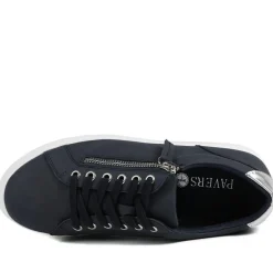 Wide Fit Zip & Lace Platform Trainers - Navy