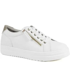 Wide Fit Zip & Lace Platform Trainers - White