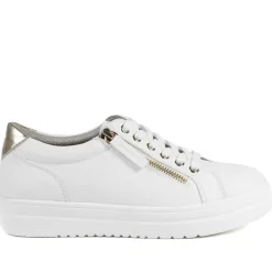 Wide Fit Zip & Lace Platform Trainers - White