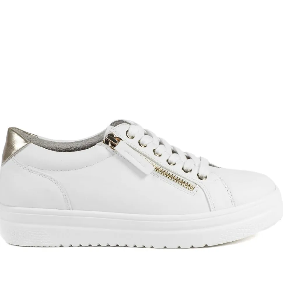 Wide Fit Zip & Lace Platform Trainers - White