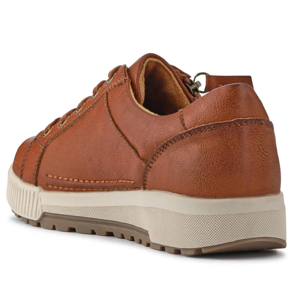 Wide Fit Zip & Lace Trainers - Brown