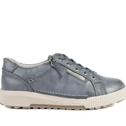 Wide Fit Zip & Lace Trainers - Denim