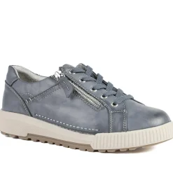 Wide Fit Zip & Lace Trainers - Denim