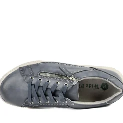 Wide Fit Zip & Lace Trainers - Denim