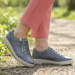 Wide Fit Zip & Lace Trainers - Denim
