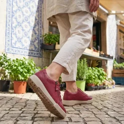 Wide Fit Zip & Lace Trainers - Red