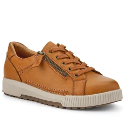 Wide Fit Zip & Lace Trainers - Tan