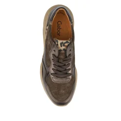 Widow Leather Lace-Up Trainers - Dark Brown Multi