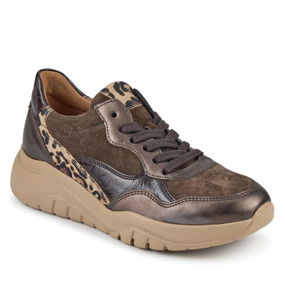 Widow Leather Lace-Up Trainers - Dark Brown Multi