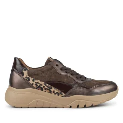 Widow Leather Lace-Up Trainers - Dark Brown Multi