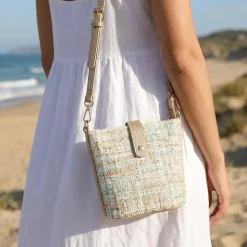 Woven Cross-Body Bag - Beige Multi