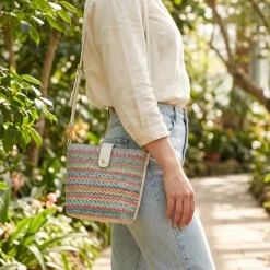 Woven Cross-Body Bag - Pink Multi