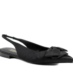 Xenova Leather Slingback Court Shoes - Black Satin