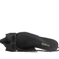 Xenova Leather Slingback Court Shoes - Black Satin