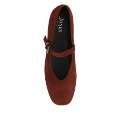 Ysabel Leather Mary Janes - Burgundy Suede